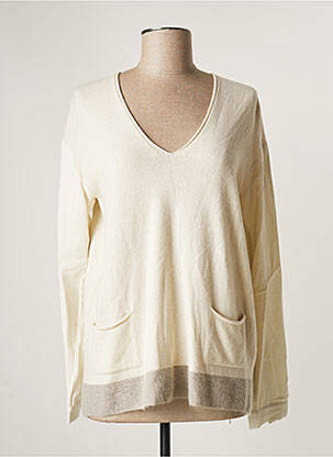 Pull finition bords-côtes manches longues beige FABIANA FILIPPI femme
