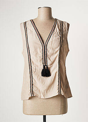 Top coupe cintrée sans manche beige MEISÏE femme