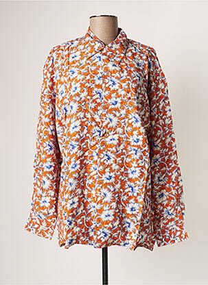 Chemisier imprimé fleurs manches longues orange EQUIPMENT femme