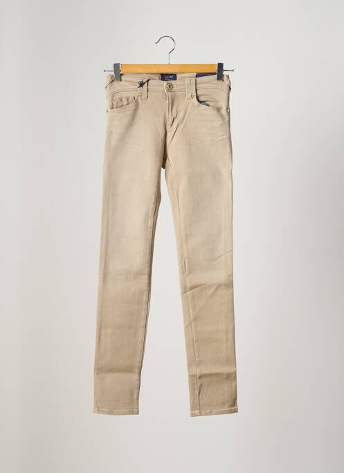 Jeans coupe slim broderie rivets taille normale beige ARMANI femme