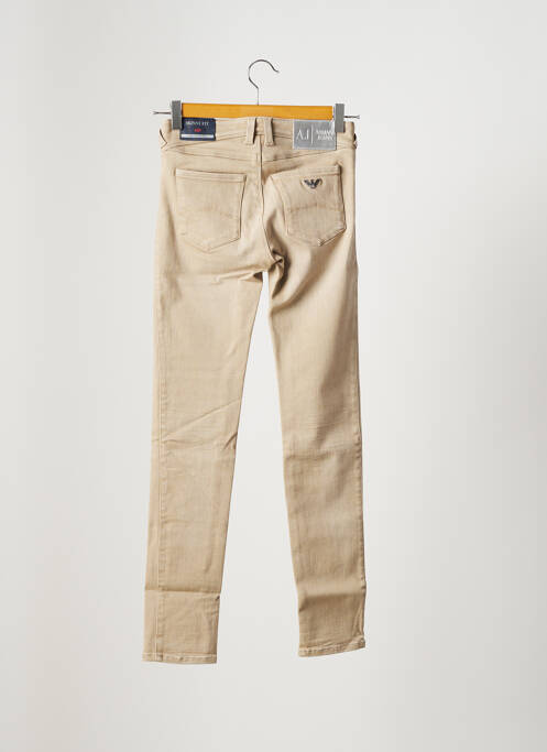 Jeans coupe slim broderie rivets taille normale beige ARMANI femme