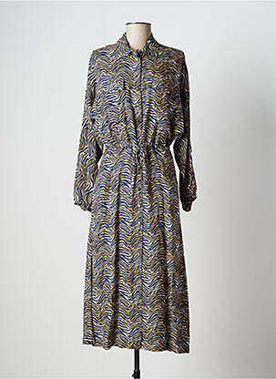 Robe mi-longue manches longues manches longues bleu STELLA FOREST femme