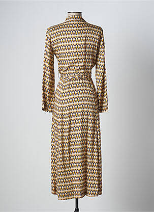 Robe mi-longue imprimé fantaisie manches longues beige STELLA FOREST femme