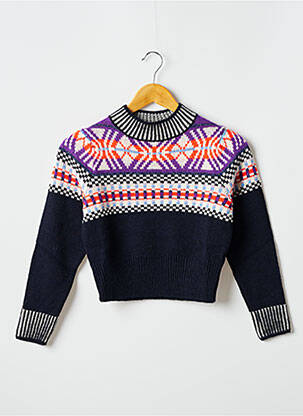 Pull finition bords-côtes manches longues noir INDEE fille