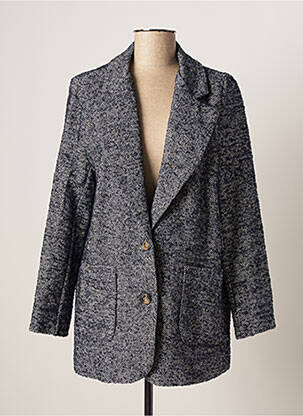 Manteau court coupe droite sans capuche bleu #OOTD femme