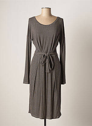 Robe mi-longue imprimé fantaisie manches longues marron WEEKEND MAXMARA femme