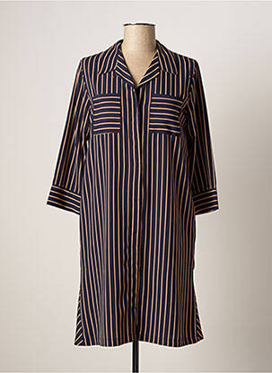Robe mi-longue manches 3/4 manches 3/4 bleu SASSIA femme
