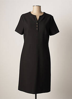 Robe mi-longue fermeture zippée au dos manches courtes noir GERARD DAREL femme