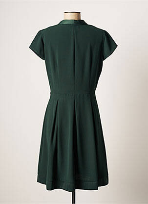 Robe mi-longue tissage crêpe manches courtes vert QUEENIE femme