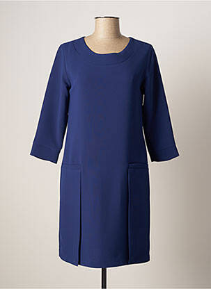 Robe mi-longue manches 3/4 manches 3/4 bleu SASSIA femme
