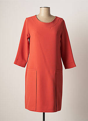 Robe mi-longue manches 3/4 manches 3/4 orange SASSIA femme