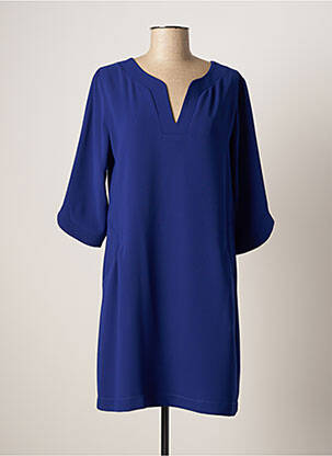 Robe mi-longue manches 3/4 manches 3/4 bleu SASSIA femme