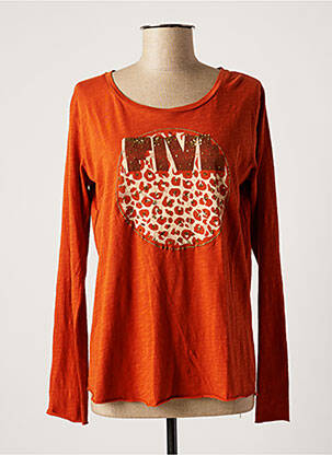 T-shirt orange FIVE pour femme