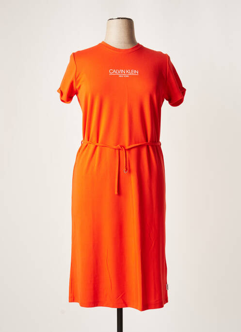 Robe mi-longue orange CALVIN KLEIN pour femme