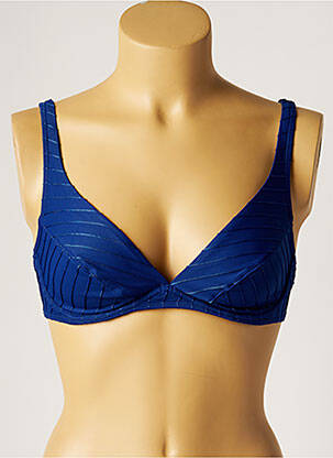Haut de maillot de bain stretch haut soutien-gorge balconnet bleu LOU femme