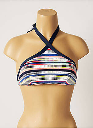 Haut de maillot de bain fermeture liens à nouer haut soutien-gorge moulé bleu VARIANCE femme