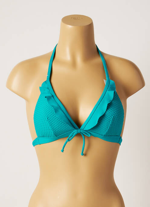 Haut de maillot de bain fermeture liens à nouer haut soutien-gorge avec mousse de rembourrage amovible bleu VARIANCE femme