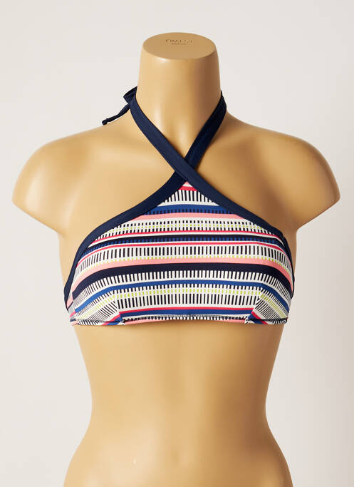 Haut de maillot de bain fermeture liens à nouer haut soutien-gorge moulé bleu VARIANCE femme