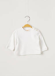 Pull coupe droite manches longues blanc OVALE fille