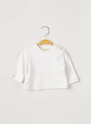 Pull coupe droite manches longues blanc OVALE fille