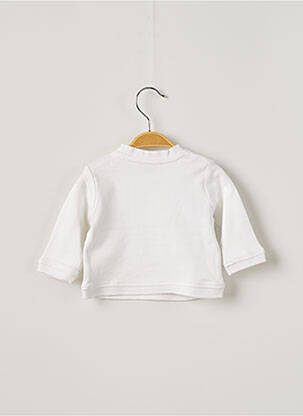 Pull coupe droite manches longues blanc OVALE fille
