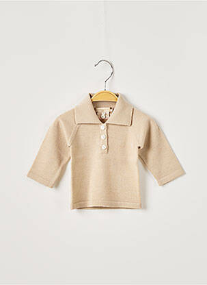 Pull fermeture boutonnée sur le devant manches longues marron OVALE enfant