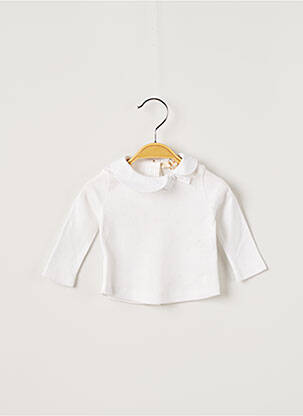 T-shirt fermeture boutonnée au dos manches longues blanc OVALE fille