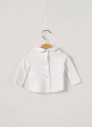 T-shirt fermeture boutonnée au dos manches longues blanc OVALE fille