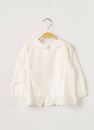 Blouse manches longues manches longues blanc OVALE fille