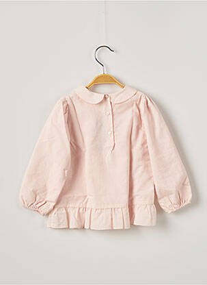 Blouse finition bords-côtes manches longues rose OVALE fille