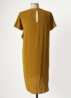 Robe mi-longue coupe fluide manches courtes vert ICHI femme