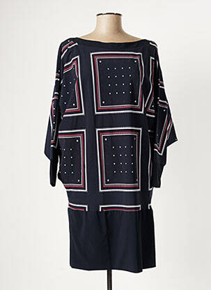Robe mi-longue coupe fluide manches 3/4 bleu INDIES femme
