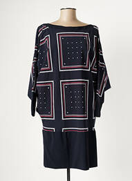 Robe mi-longue coupe fluide manches 3/4 bleu INDIES femme