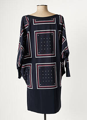 Robe mi-longue coupe fluide manches 3/4 bleu INDIES femme