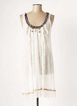 Robe mi-longue coupe fluide sans manche beige AZULEROS femme