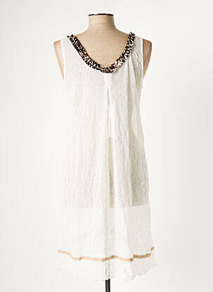 Robe mi-longue coupe fluide sans manche beige AZULEROS femme