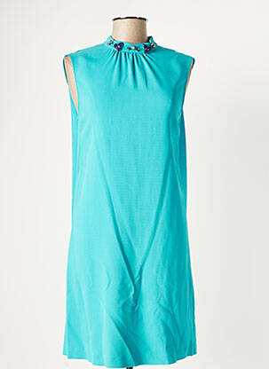 Robe mi-longue tissage crêpe sans manche bleu PENNYBLACK femme