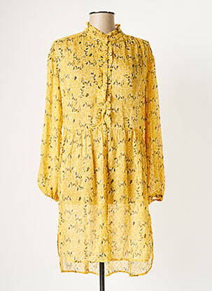 Robe mi-longue coupe fluide manches longues jaune CREAM femme