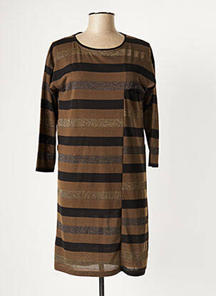 Robe mi-longue manches longues manches longues marron CHIPIE femme