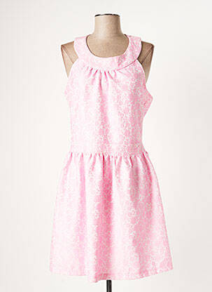 Robe mi-longue tissage crêpe sans manche rose MISSING JOHNNY femme