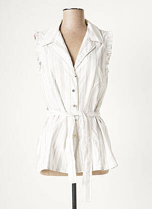 Gilet manches courtes fermeture boutonnée sur le devant blanc SYM femme