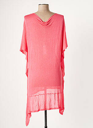 Pull tunique stretch manches courtes rose JUST BE femme