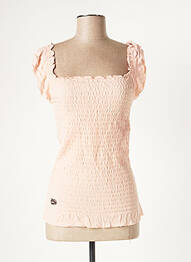 Top col carré manches courtes rose LOLA ESPELETA femme