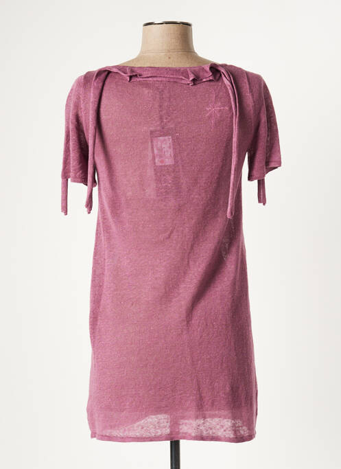 Pull tunique tissage chiné manches courtes violet LE PETIT BAIGNEUR femme