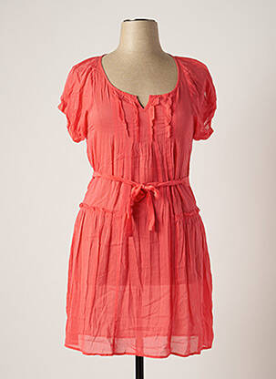 Robe mi-longue coupe fluide manches courtes rouge ONE STEP femme