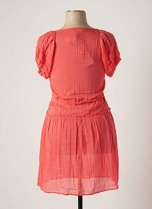 Robe mi-longue coupe fluide manches courtes rouge ONE STEP femme