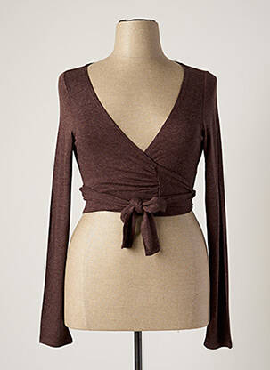 Gilet cache-cœur stretch marron MYRINE & ME femme