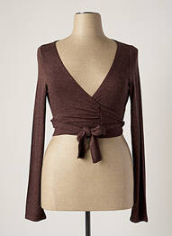 Gilet cache-cœur stretch marron MYRINE & ME femme