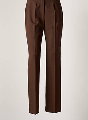 Pantalon droit stretch taille haute marron ATIAN femme