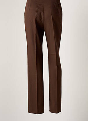Pantalon droit stretch taille haute marron ATIAN femme